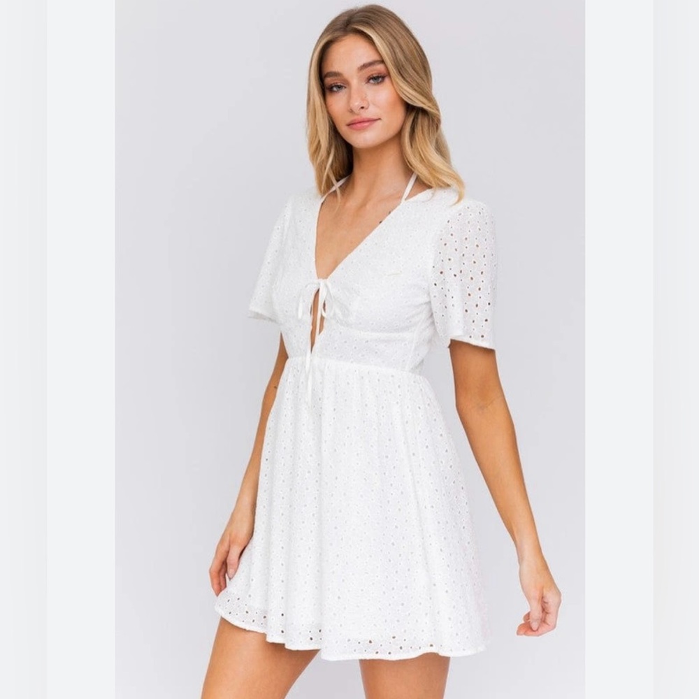 27. NWT Le Lis Ivory Lace-Up Dress